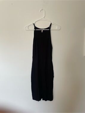 ASOS Black Sleeveless Midi Dress with High Neck